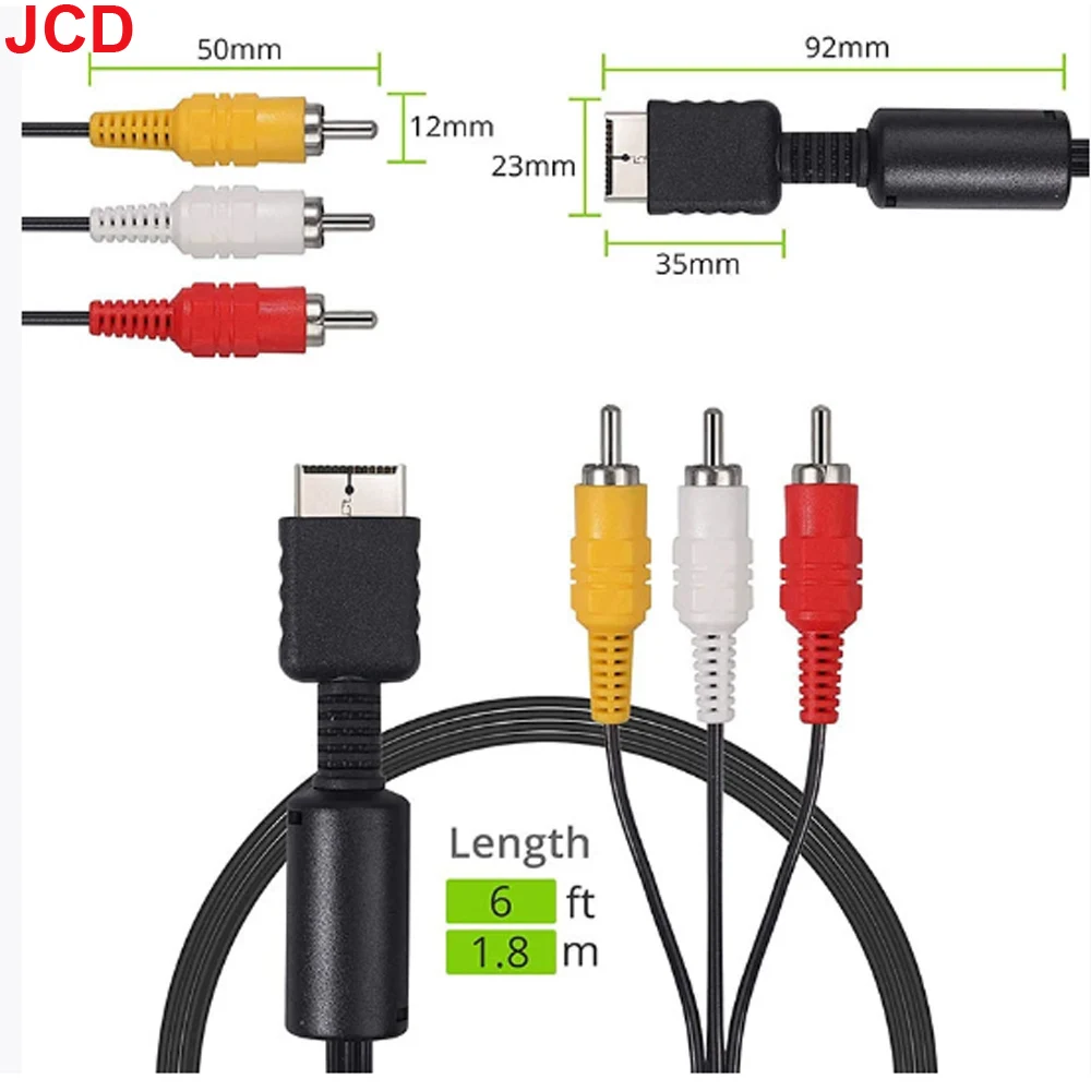 JCD 1 قطعة ل PS3 PS2 PS1 6ft/1.8M AV كابل الفاصل RCA الصوت والفيديو تمديد الحبل لمراقبة التلفزيون RCA سلك محول محول #2