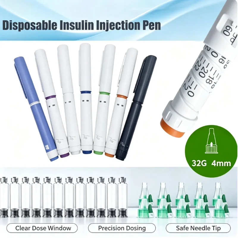 Disposable Press‑Rotary Insulin Injection Pen 10PCS  3ML Cartridge with Clear Visible Dose Adjustment Window