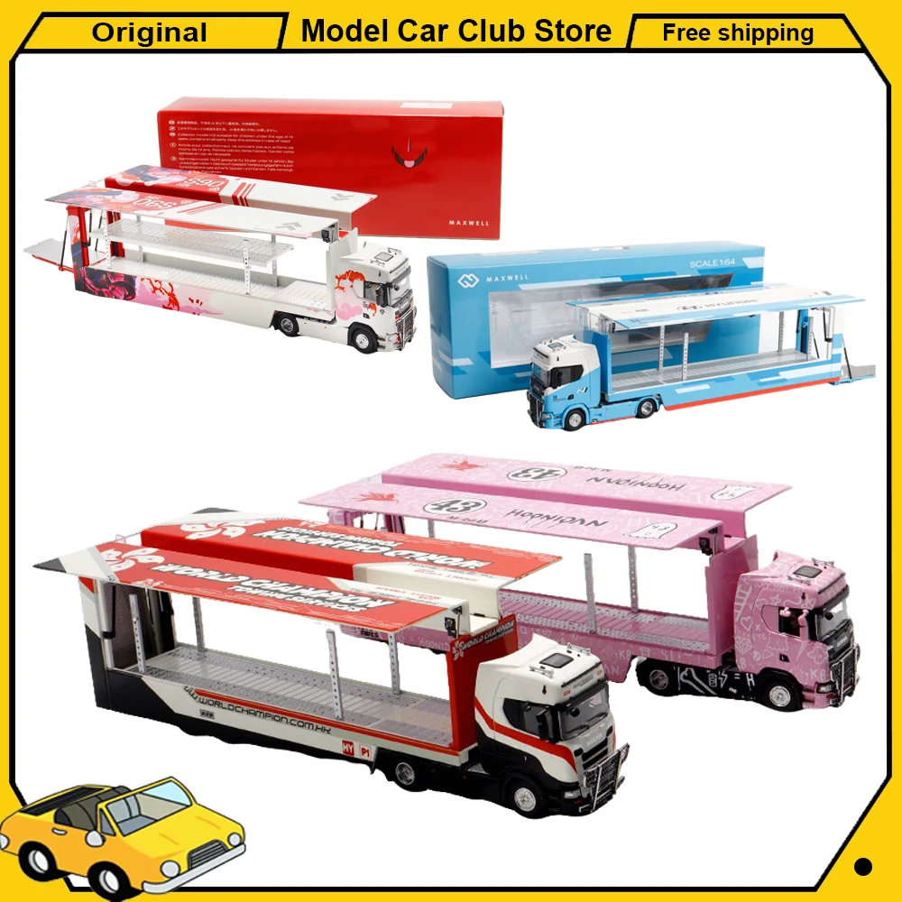 Maxwell 1:64 Scania S730 Truck Double Decker Container Hoonicorn Flying Wing Transport Vehicle Car Alloy Model Collection Toys