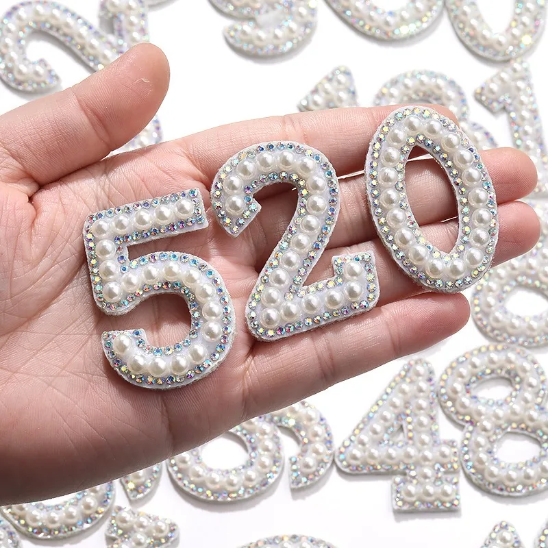 Acessórios de Material para Decoração: Patch de Roupa Digital Não Tecido com Efeito Pérola, Hot Stamping, Decoração DIY para Chapéus, Strass e Decoração para Sapatos e Bolsas