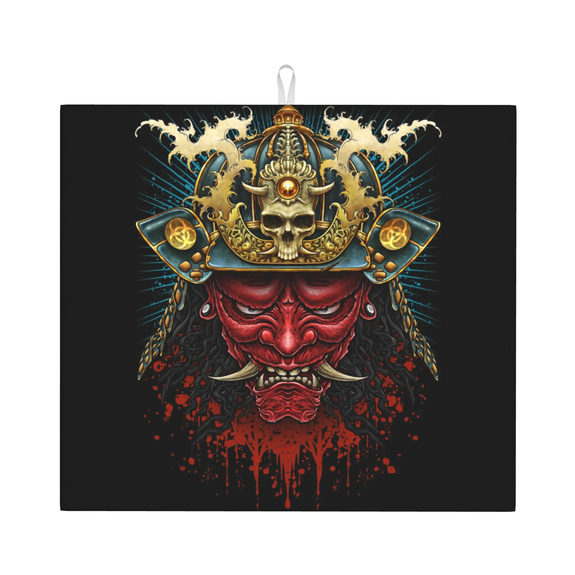 Hannya Samurai Warrior Non‑Slip Waterproof Absorbent Barware Tableware Oil Proof Reusable Oni Bathroom Drying Mat For Kitchen