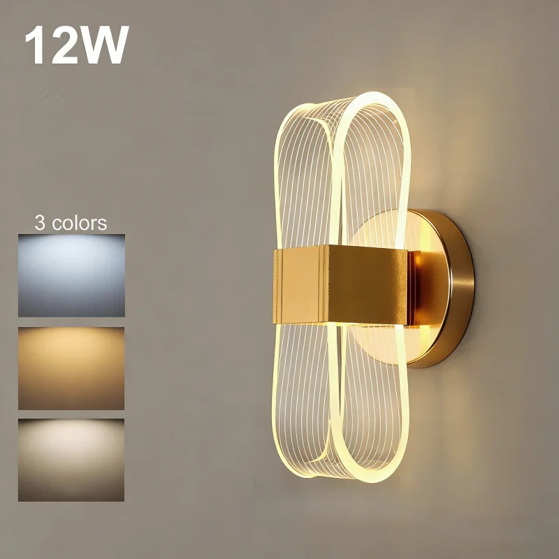 

Boho Acrylic Wall Lamp Simple LED Three-Color Adjustable Wall Light Living Room Background Wall Sconces for Corridor Bathroom