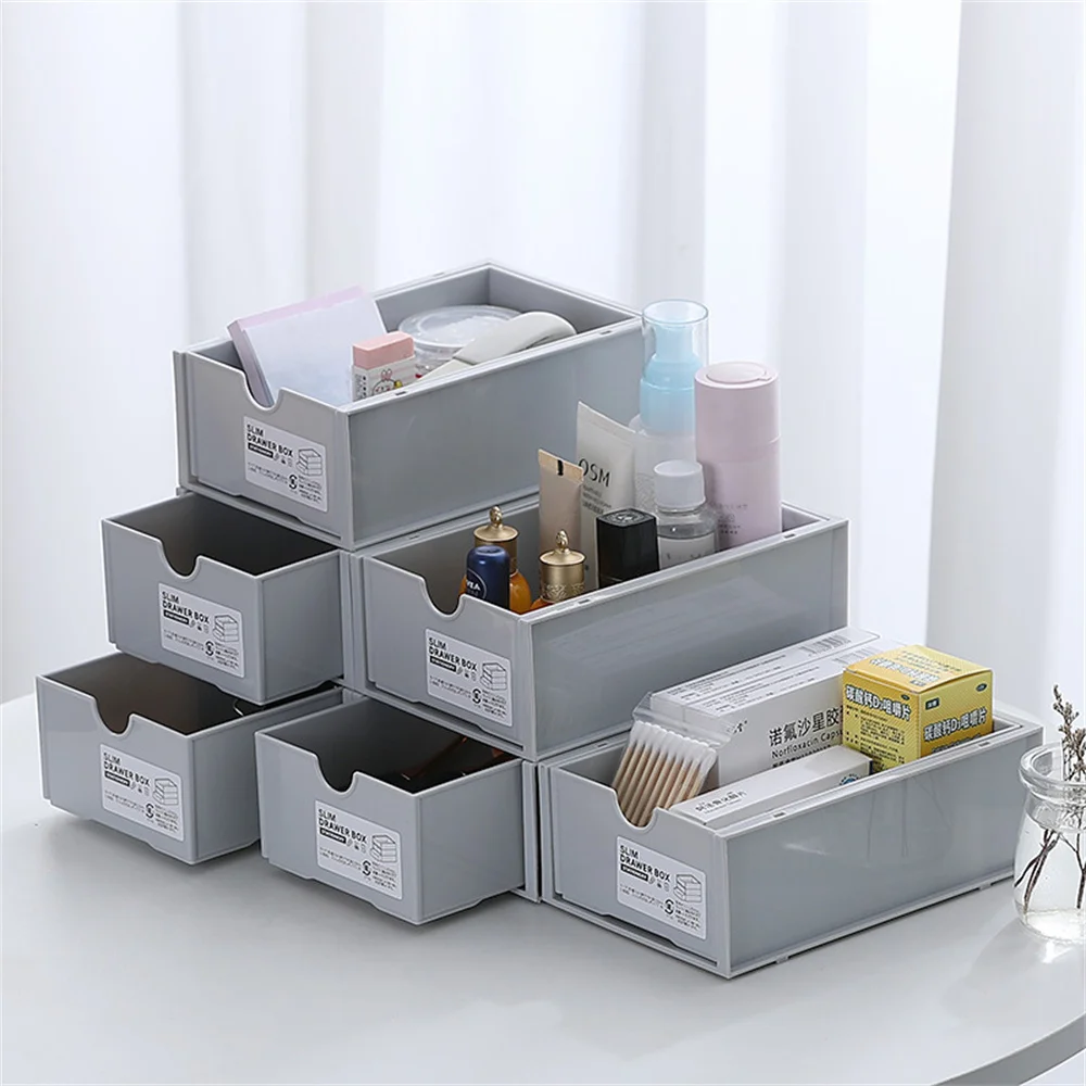 Desktop Drawer Organizer Cosmetic Storage Case Stackable Stationery Storage Shelf Home Office Sundries Organizer