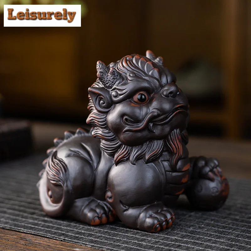 Qingxi Purple Pottery Tea Pet Ornaments Can Be Raised Creative Toads Tea Play Figurine Handmade Pixiu Art Plate Sculpture Crafts