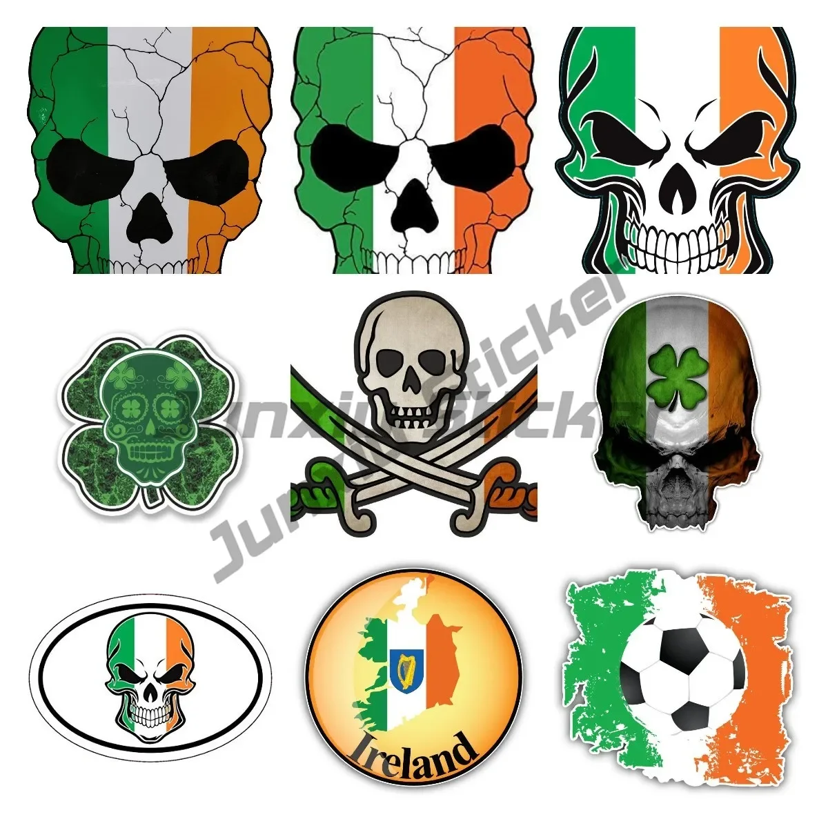 

Skull Ireland Flag Code Ireland Leaf Flag Car Motorcycle Logo Decal Laptop Phone Tablet PVC Decor