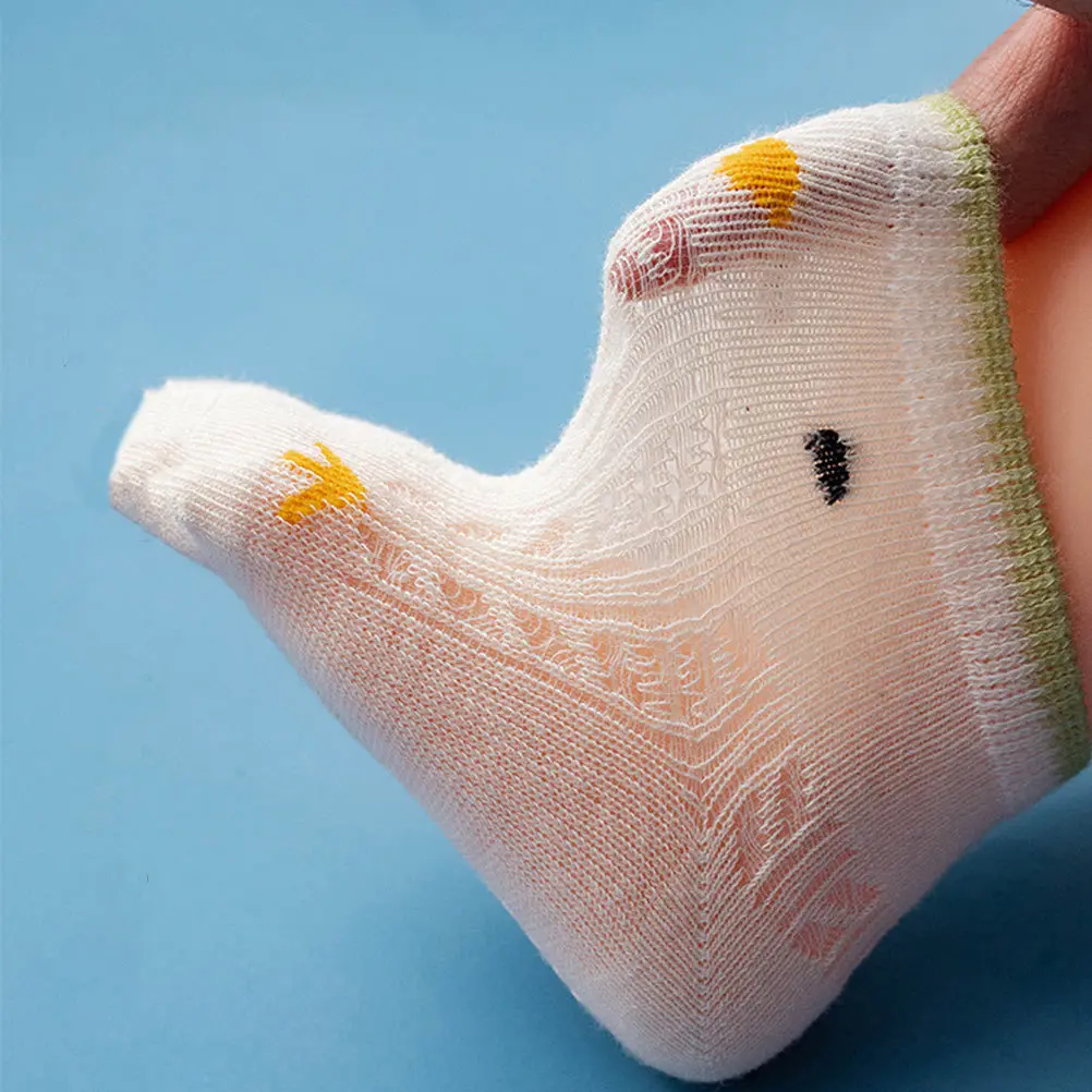 

4Pairs Mesh Thin Style Children Socks Non-Skid Baby Toddler Socks Breathable Comfortable Spring Summer Design