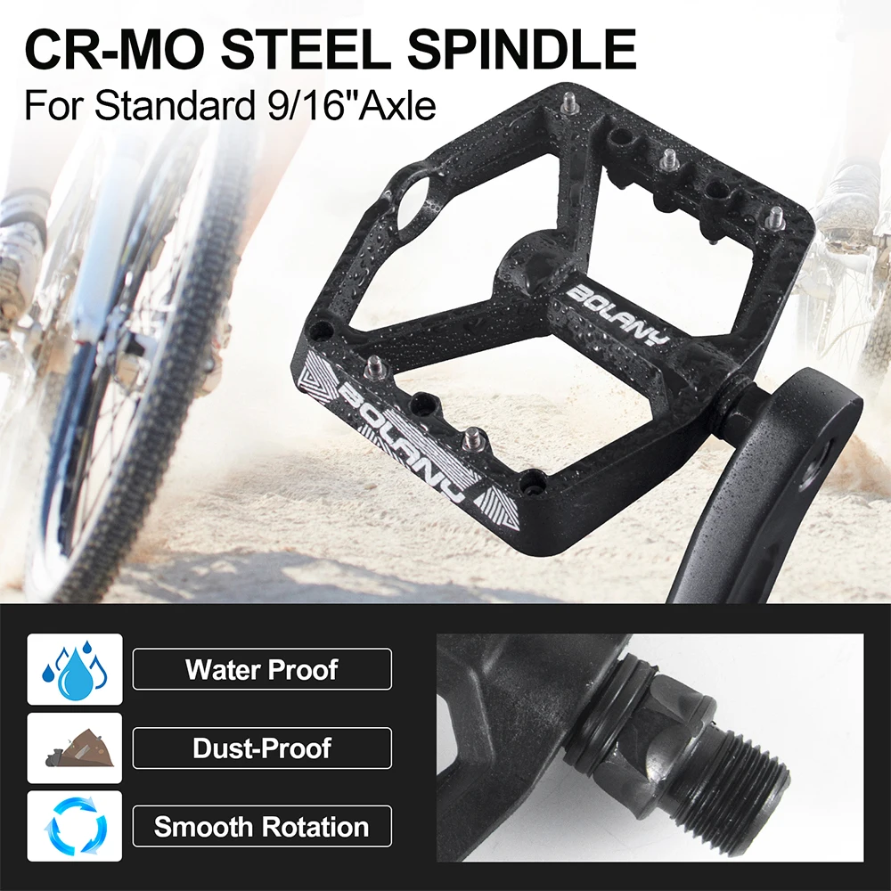 BOLANY Anti-slip Nylon Bicycle Pedals with Bearing 10 Pegs Ultralight MTB Road Bike lubrication Pedal Bicycle Accessories