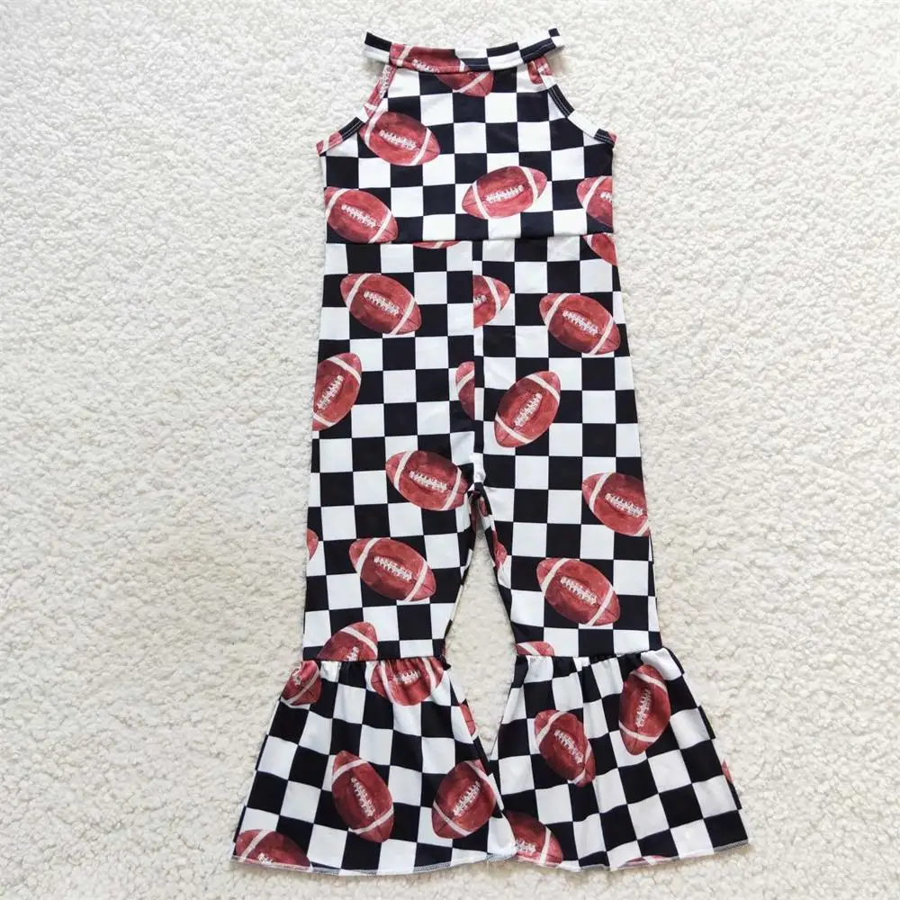 Wholesale Toddler Children Sleeveless Checkered One-piece Kids Pants Infant Overalls Boutique Romper Baby Girl Ball Jumpsuit