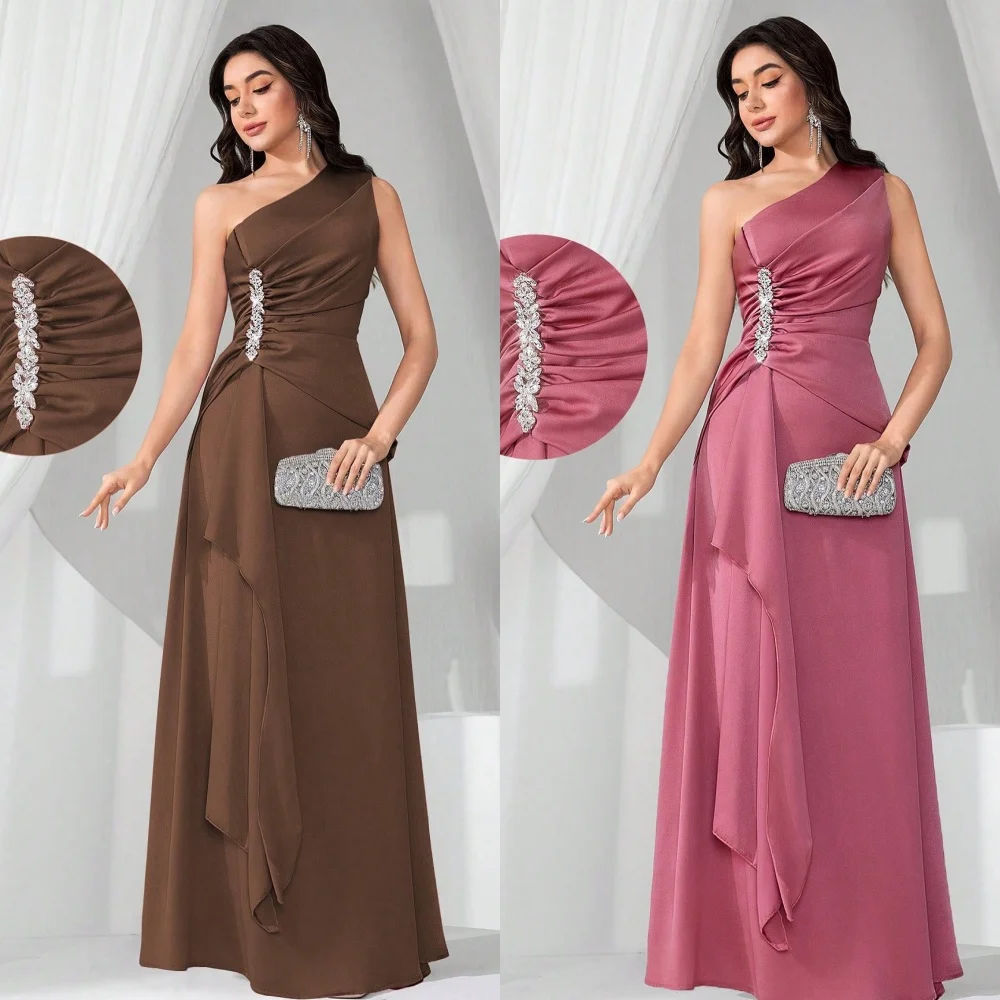 

Customized Modern Style Classic Jersey Rhinestone Draped Straight Off-the-shoulder Long Dresses Bespoke Occasion Dresses Formal