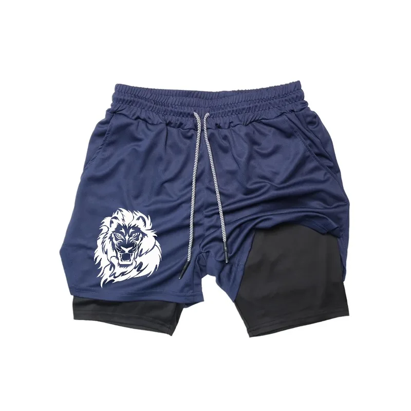 Double-Layer Comfortable Elastic Men's Summer Running Shorts Gym Training 2-in-1 Quick-Dry Exercise Jogging Shorts Activewear
