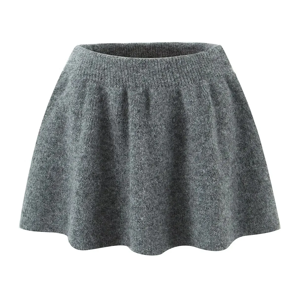 

Women High Waist Knit Pleated Mini Skirt