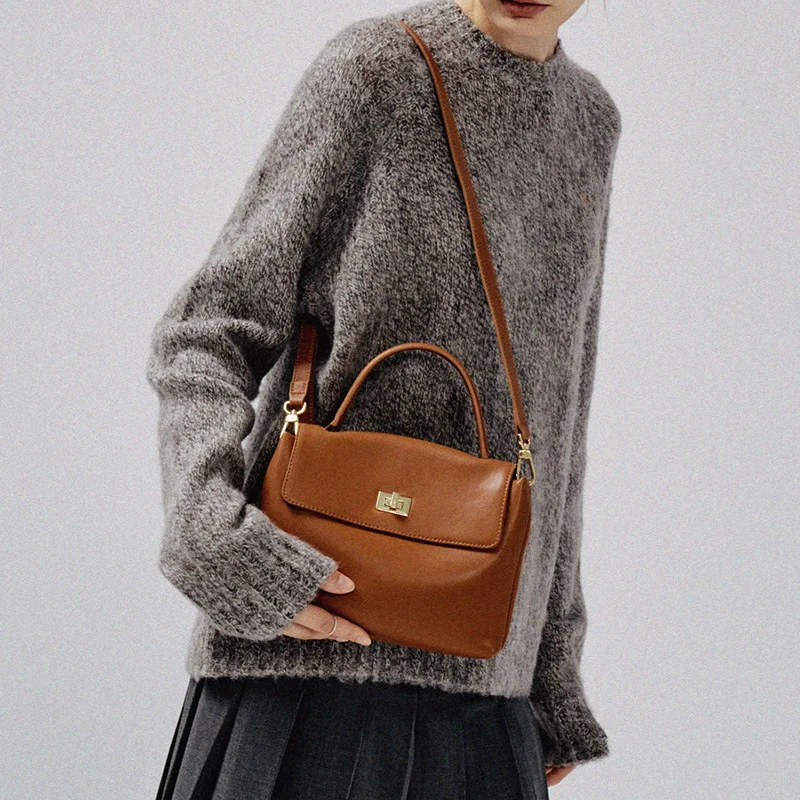 Spring Summer Soft Cow Women Famous Brands Leather Bags Handbags Bag Handheld One Shoulder Women\'s Bag Off White