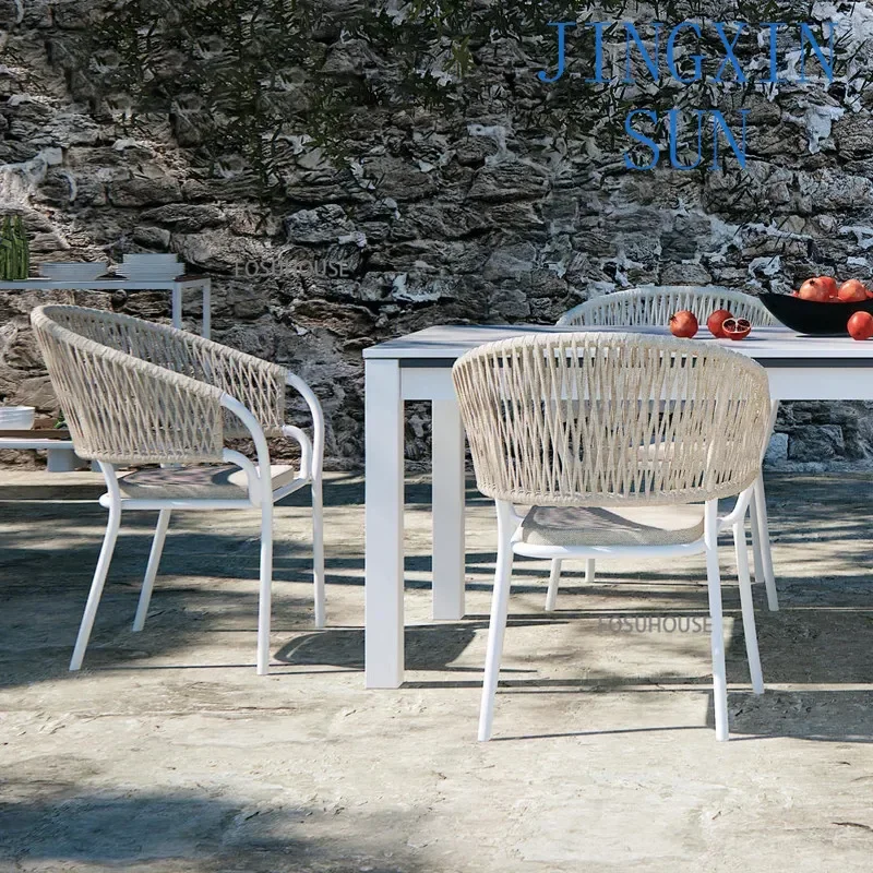 Nordic Rattan Outdoor Chair For Garden Courtyard Modern Designer Water Proof Outdoor Beach Chair Outdoor Furniture Dining Chairs