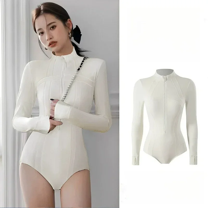 

Professional Surfing One-Piece Swimsuit High Collar Long Sleeve Diving Suit Quick Dry Wave Surfing Clothes for Women