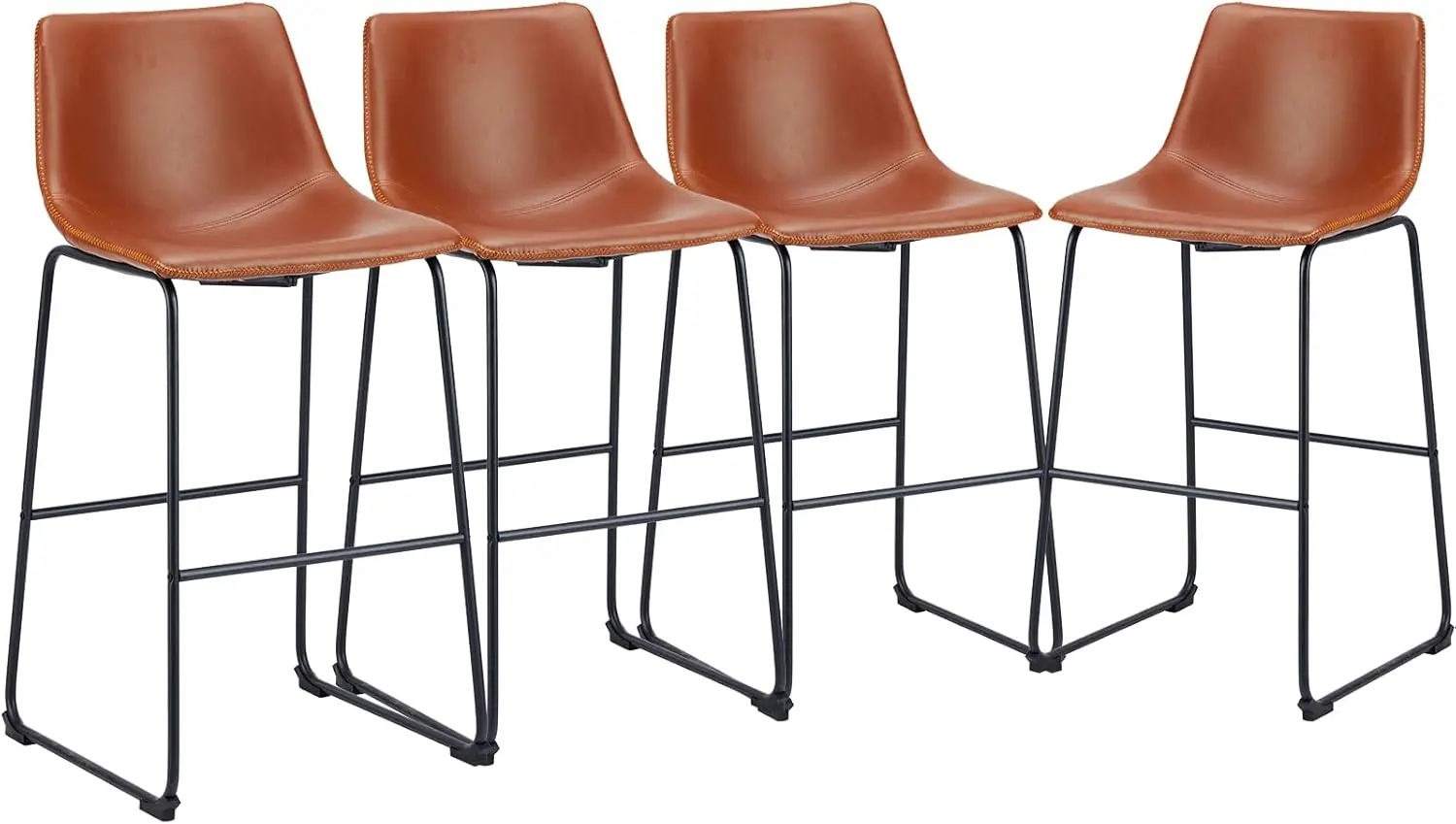 DUMOS 30 Inch Counter Height Bar Stools Set of 4, Modern Faux Leather High Barstools with Back and Metal Leg, Bar Chairs for Kit