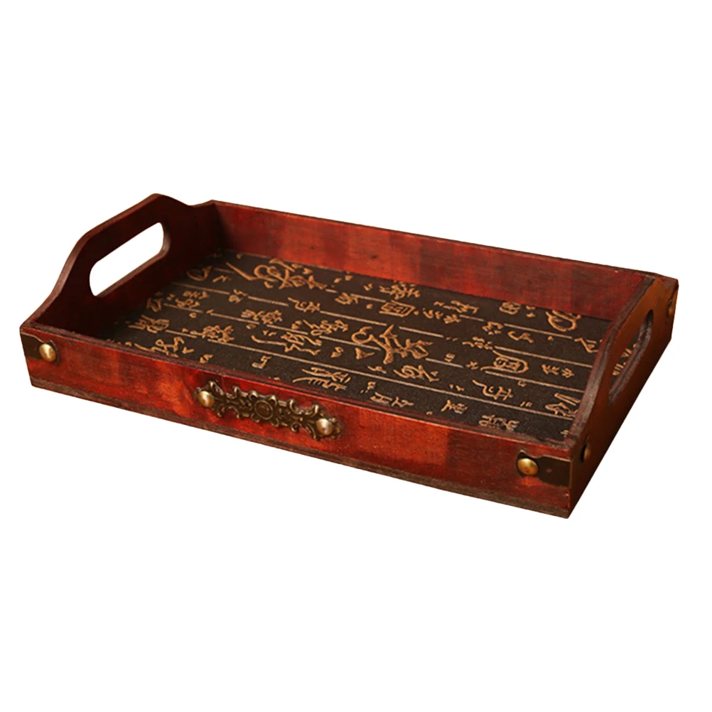 

Wooden Tray Rectangular Storage Healthy Tea Serving Snack Fruit Plate Bohemian Retro Style Practical House