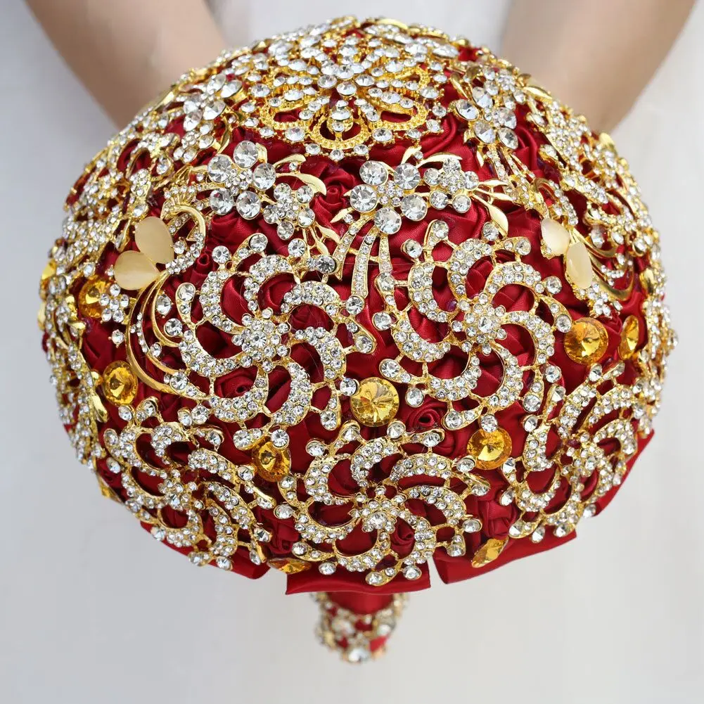 

1Pcs/lot burgundy red Brooch Marriage Rhinestone Bridal Bridesmaid Bouquets