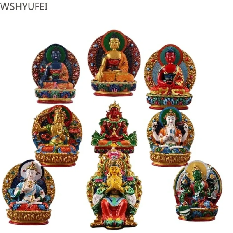 Tibetan Handmade Painted Small Buddha Statue, Shakyamuni Buddha, Amitabha Buddha, Medicine Buddha, Guanyin Manjusri Bodhisattva