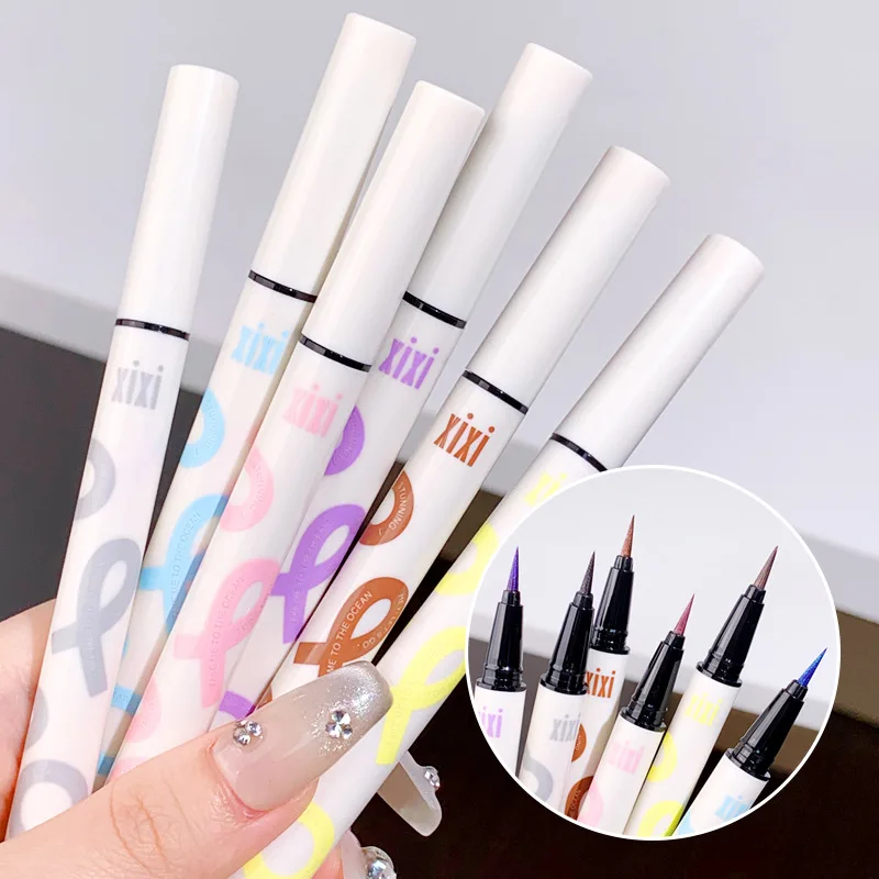 6 Colors Thin Pearlescent Eyeliner Liquid  Pencil 3 in 1 Shiny Silkworm Eye Shadow Stick Lasting Smooth Glitter Eyeliner Makeup