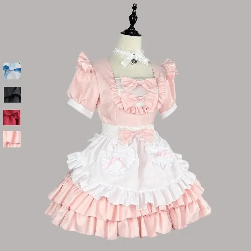 

2025 Pink Lolita Dress Anime Cosplay Costume Maid Disguise Set Coffee Servant Dress Adult Carnival Halloween Clothes
