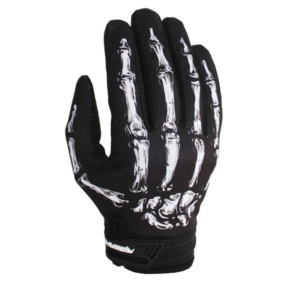 男性と女性のための怖い頭蓋骨の指の手袋、ゴーストポーグローブ、黒、白、l、1ペア