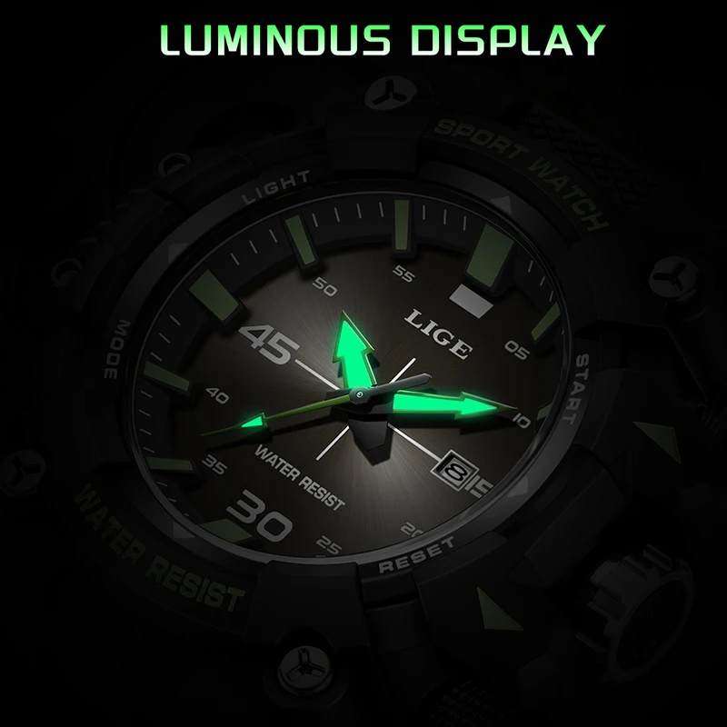 LIGE 2026 쿼츠 손목시계 패션 밀리터리 최고급 명품 시계 남성 스포츠 방수 야광 날짜 표시 남성 시계 레로즈 옴브레