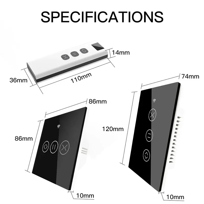 WiFi Smart Wall Touch Curtain Switch RF433 Wireless Remote Control Roller Blind Shutter Curtain Motor Switch Tuya Alexa Google