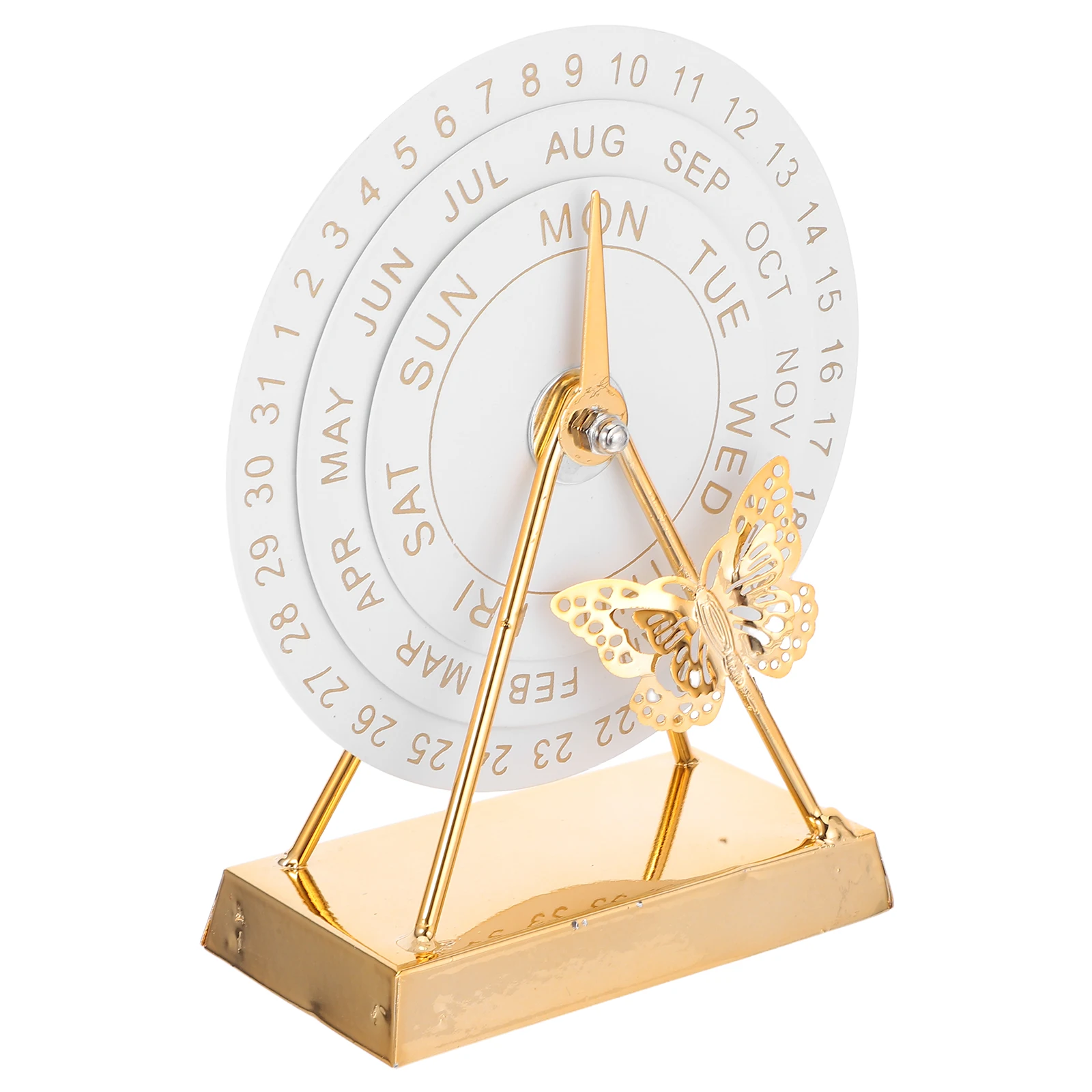 

Vintage Metal Perpetual Desk Calendar Manual Rotatable Disks Decorative Home Office Ornament Reusable Block Decoration Rotating