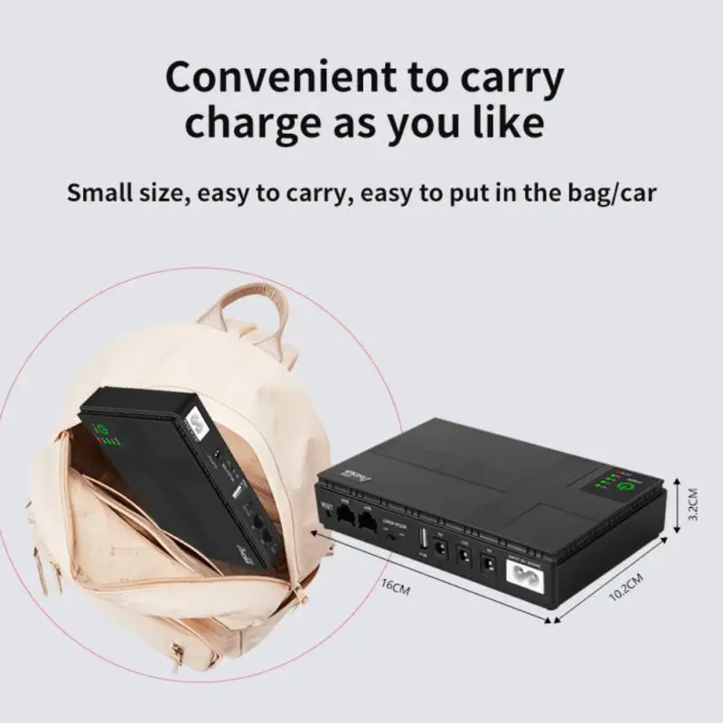 RYRA Rute Portabel Mini 10400MAh UPS 5V-24V Catu Daya Tak Terputus untuk Router WiFi Adaptor Daya Siaga Kapasitas Besar