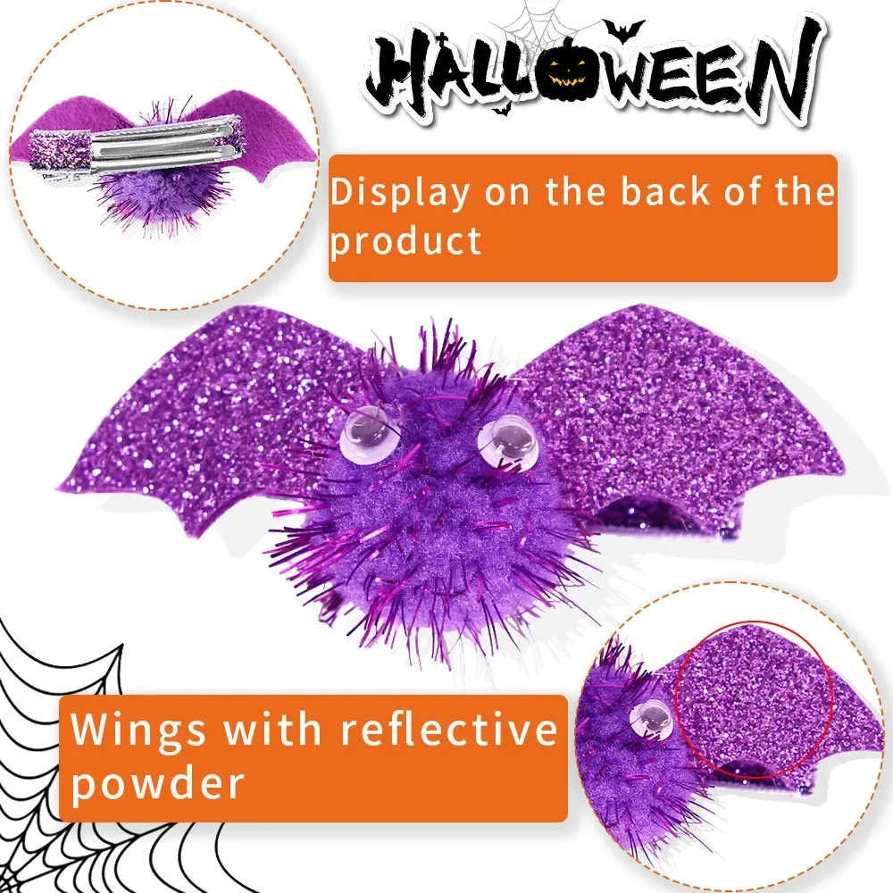 Halloween Bat Hair Clip Ghost Festival Black Purple Wing Hairpin Headband Trick or Treat Happy Halloween Party Decor Kids Gifts