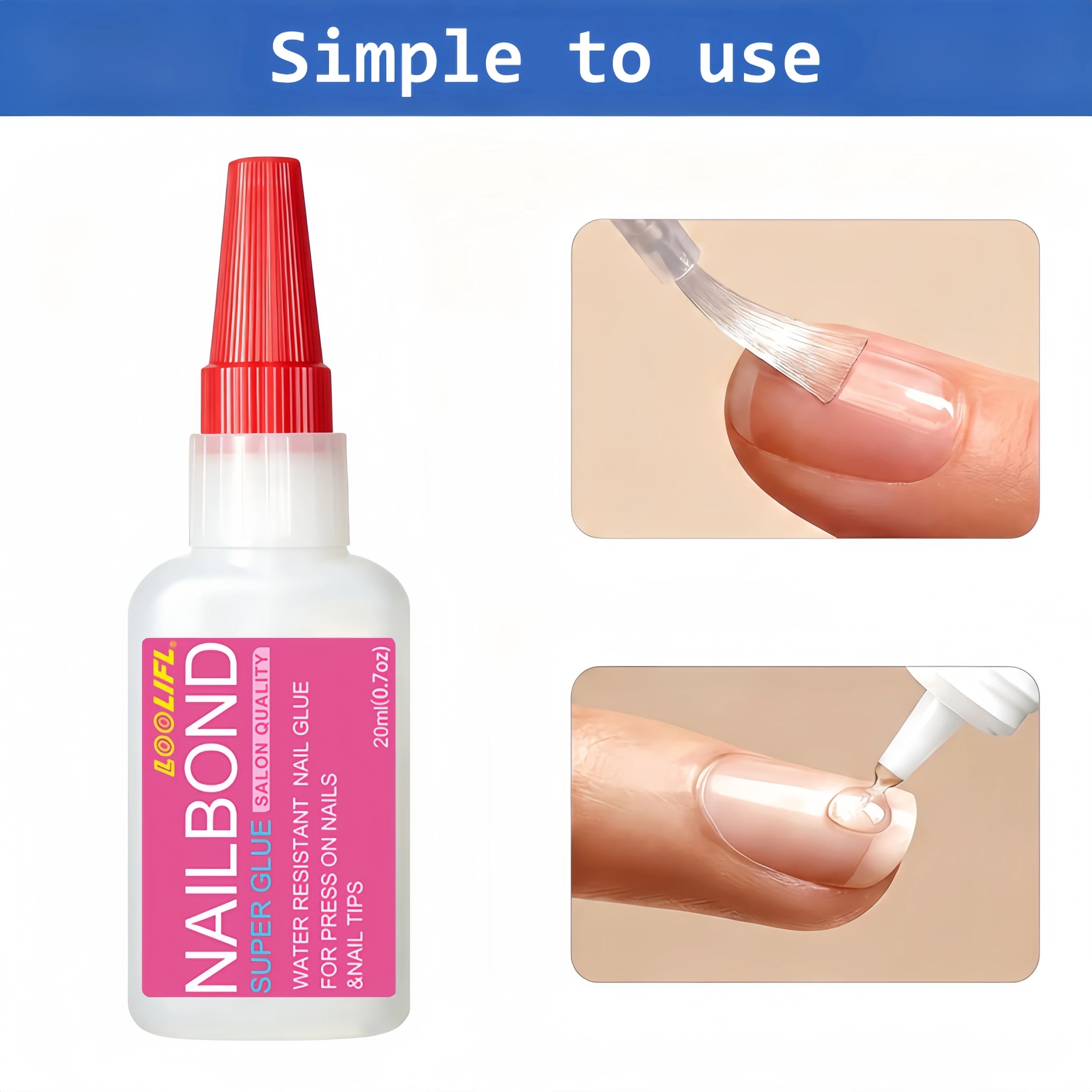 20g Ultra-Strong Nail Glue, Suitable for Press-On Nails and Acrylic Nail Tips. Lasts up to 4 Weeks and Dries Quickly in 5–10 Seconds. Professional-Grade Nail Glue, Ideal for Both At-Home DIY Projects and Use in Nail Salons. Nail Care Product.