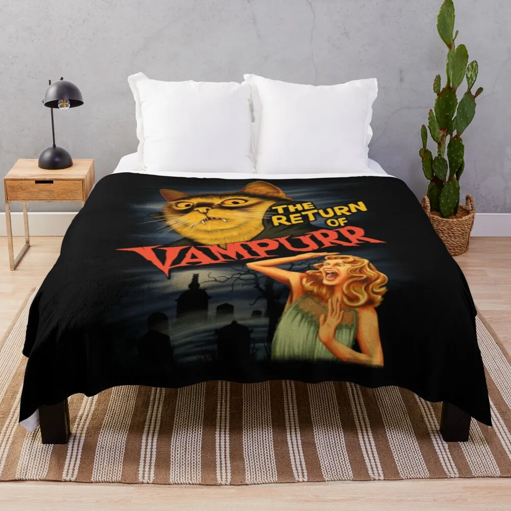 Cat T-ShirtThe Return of Vampurr Throw Blanket Flannel Cute Blankets