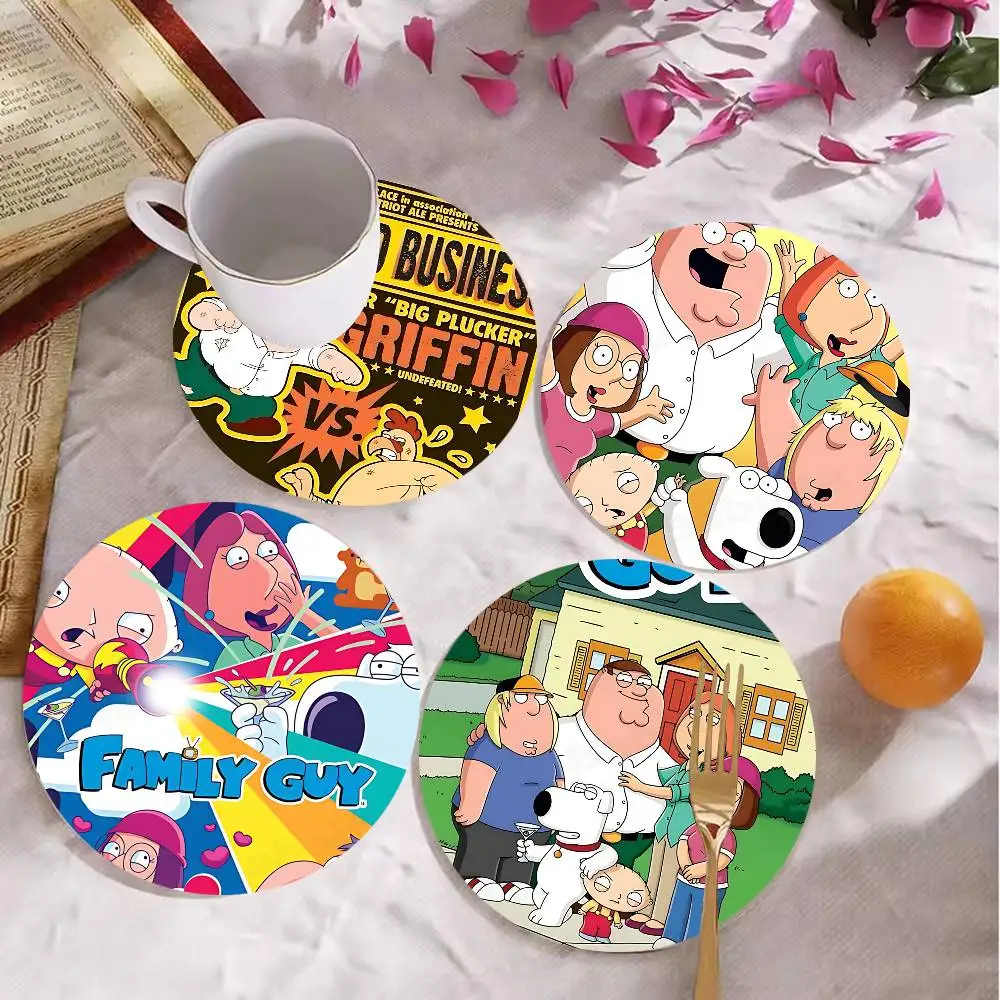 Adult Animation F-Family G-Guy pattern art painted wooden anti-slip coasters, suitable for decoration of living room kitchenware