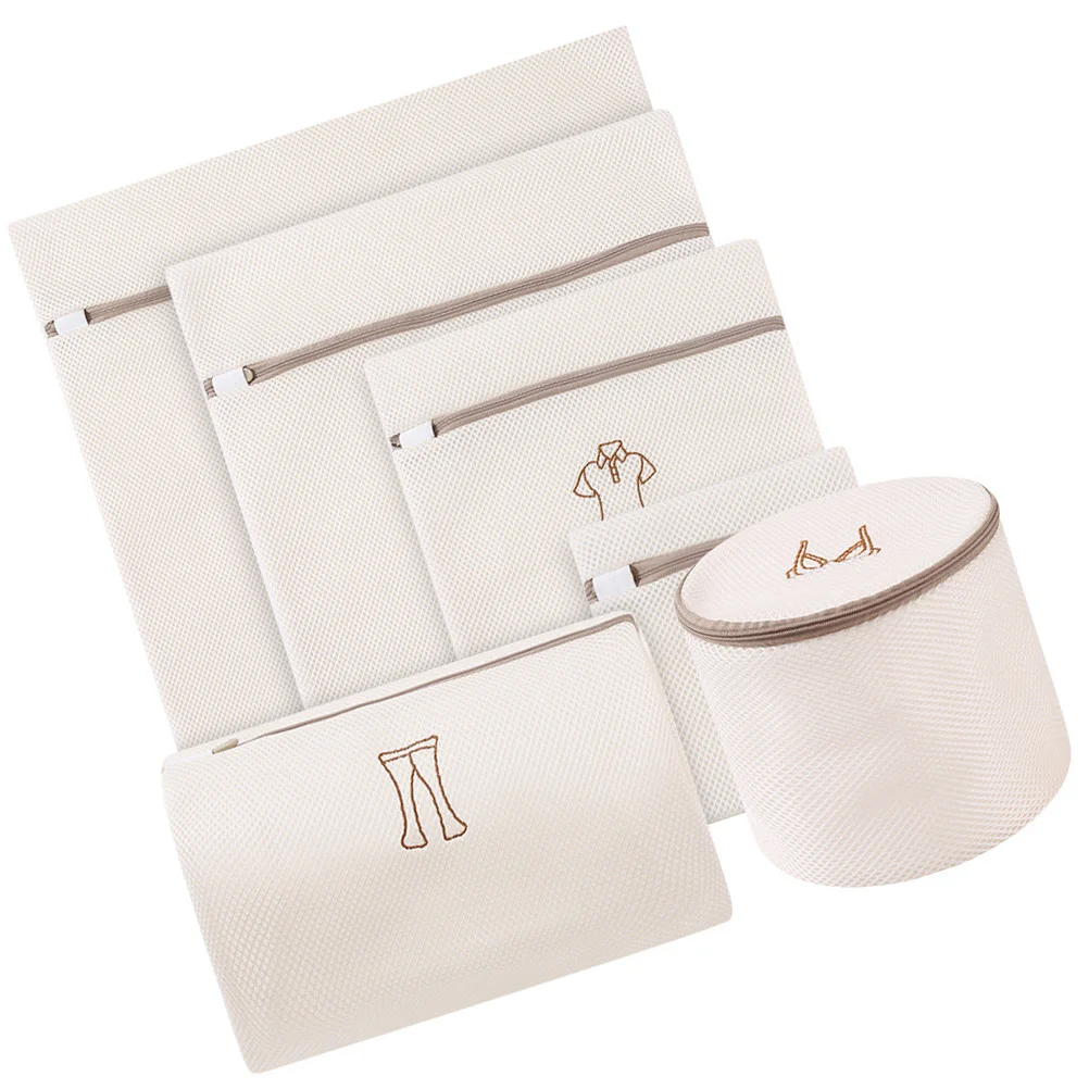 

Embroidery Laundry Bags Mesh Washing Bags Clothes Protection Travel Storage Dirty Clothes Organizer Laundry Pouch