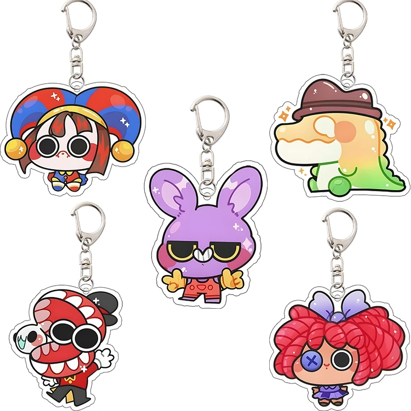 Porte-clés en acrylique Pomni Gummigoo Amazing Circus Jax, chaîne de sac, accessoires de dessin animé pour la décoration quotidienne des filles, cadeau d'anniversaire