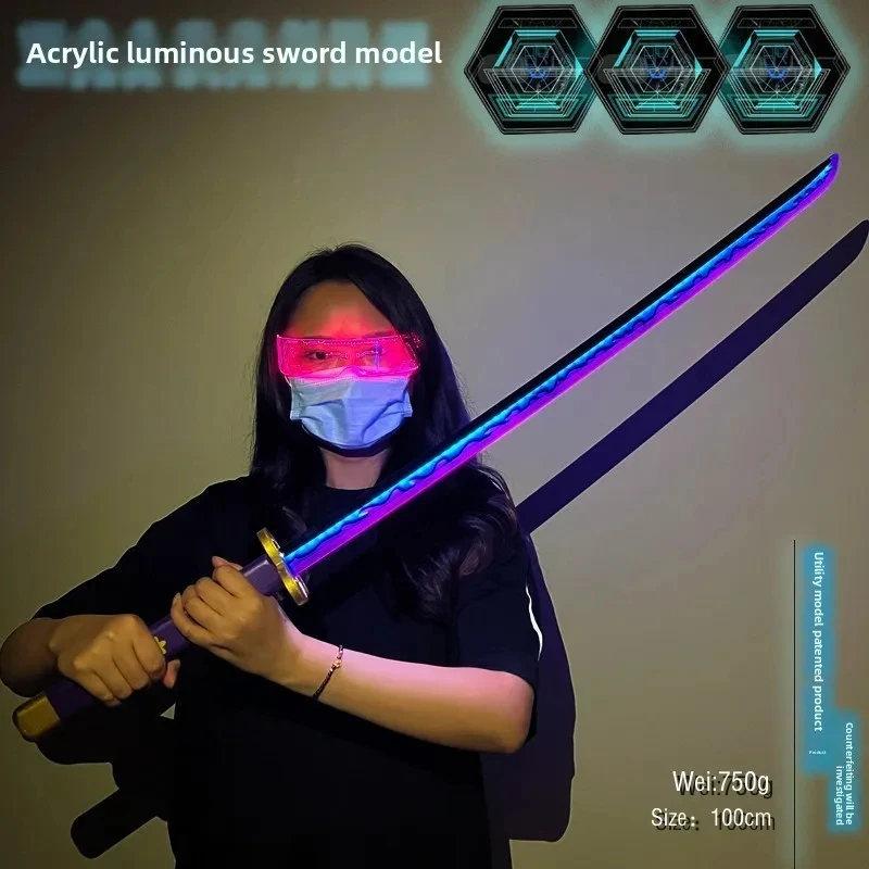 80 cm/31,5 Zoll Cyberpunk Samurai Schwert Katana Spiel Peripheriegeräte Cosplay Waffen Modell Acryl Lichtschwert Party Liefert Leuchtendes Spielzeug