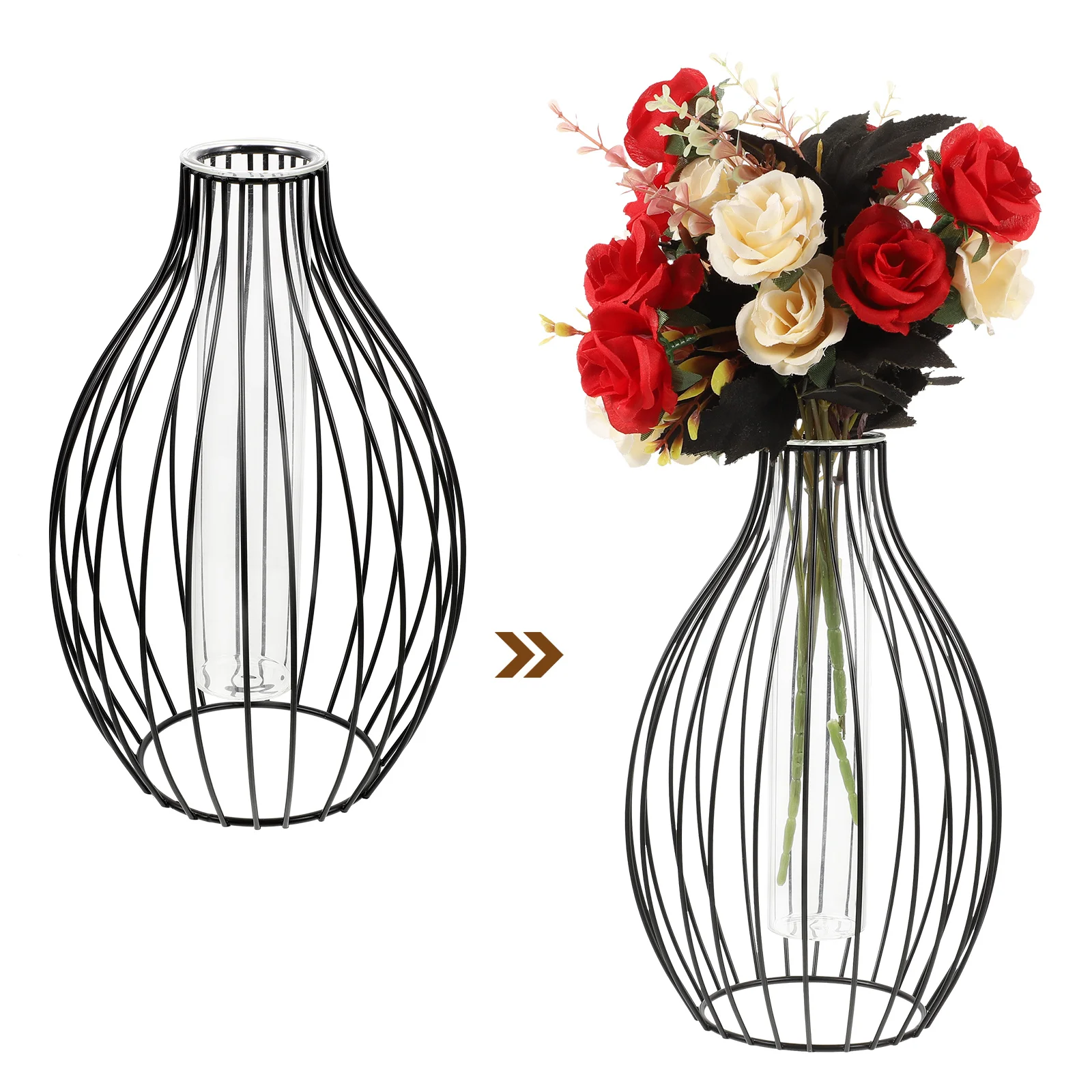 

Hollow Iron Art Vase Modern Minimalist Design for Home Wedding Decorative Flower Arrangement Nordic Style Glass Bud Vase