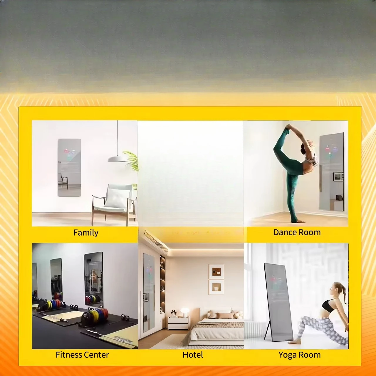 Wall-mounted floor bracket 32-inch interactive touch screen WiFi connection voice-activated magic fitness mirror