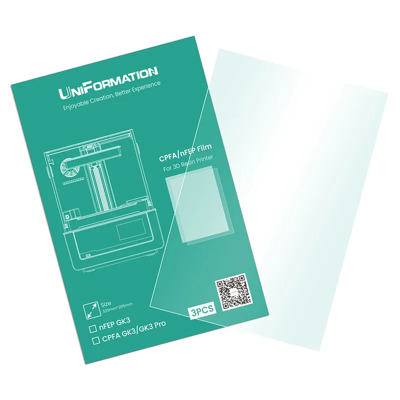 3pcs original brand new (Version 2.0) CPFA/NFEP release film is suitable for UniFormation GK3/GK3pro 3D printer accessories