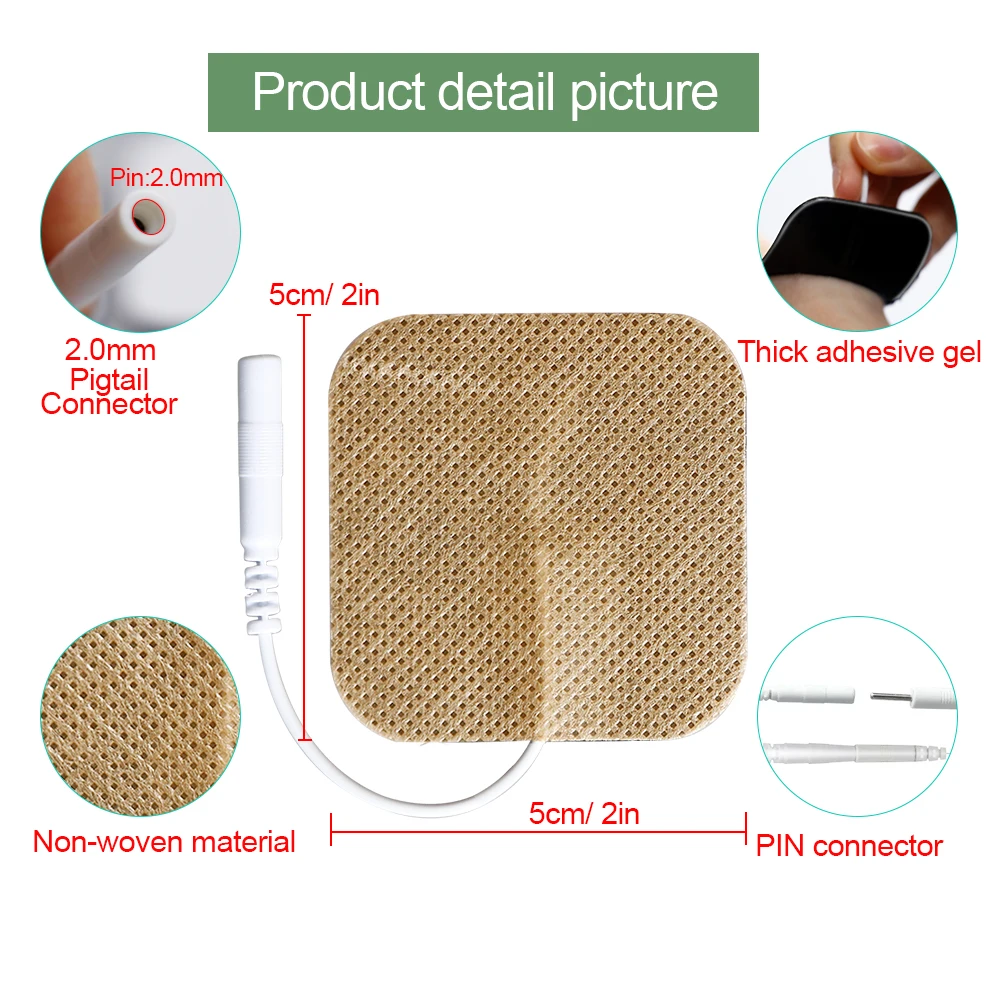 100/50Pcs TENS Reusable Self Adhesive Electrode Pads Gel Patch Pulse Therapy Massager EMS Nerve Muscle Stimulator Acupuncture