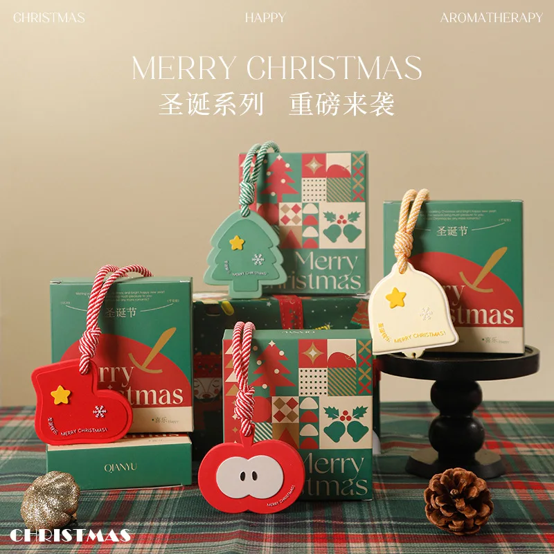Xmas Gypsum Fragrance Hanging Ornament Scent Plaster Pendant Christmas Tree Car Interior Decor Gift Box Available