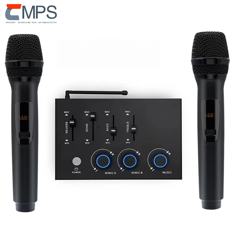 Dual Channels Wireless Microphone Karaoke Mixer System 2 Wireless Mics HD ARC Optical for TV PC Soundbar Receiver