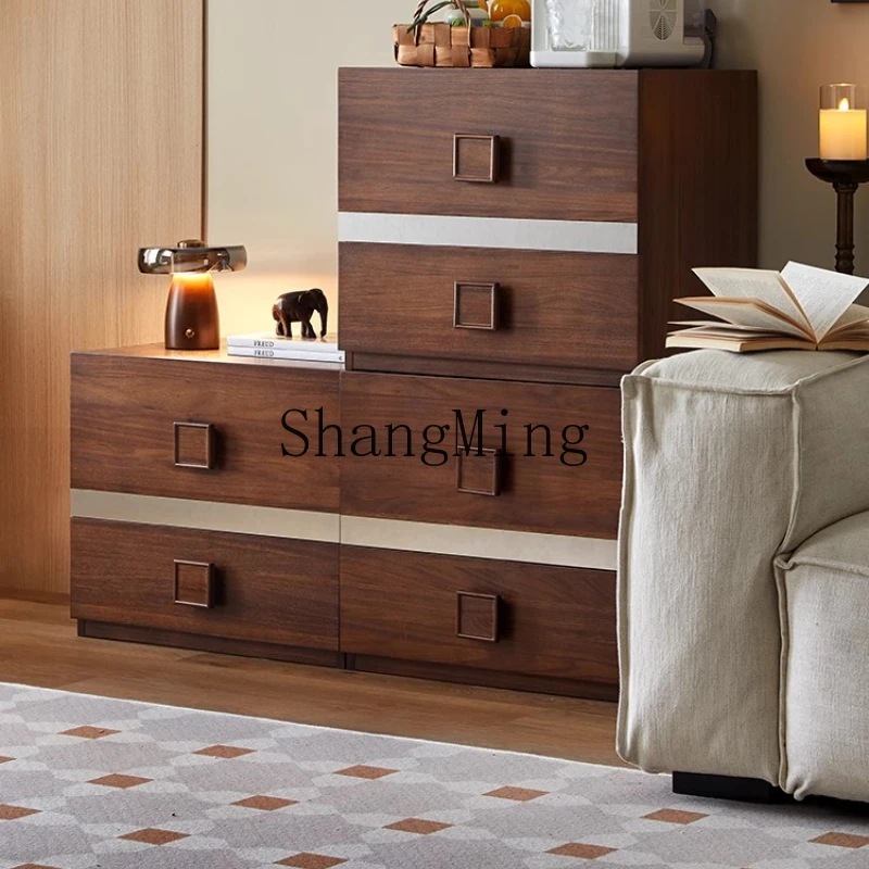 

ZYY light sandalwood solid wood card door cabinet living room dining side cabinet modular combination