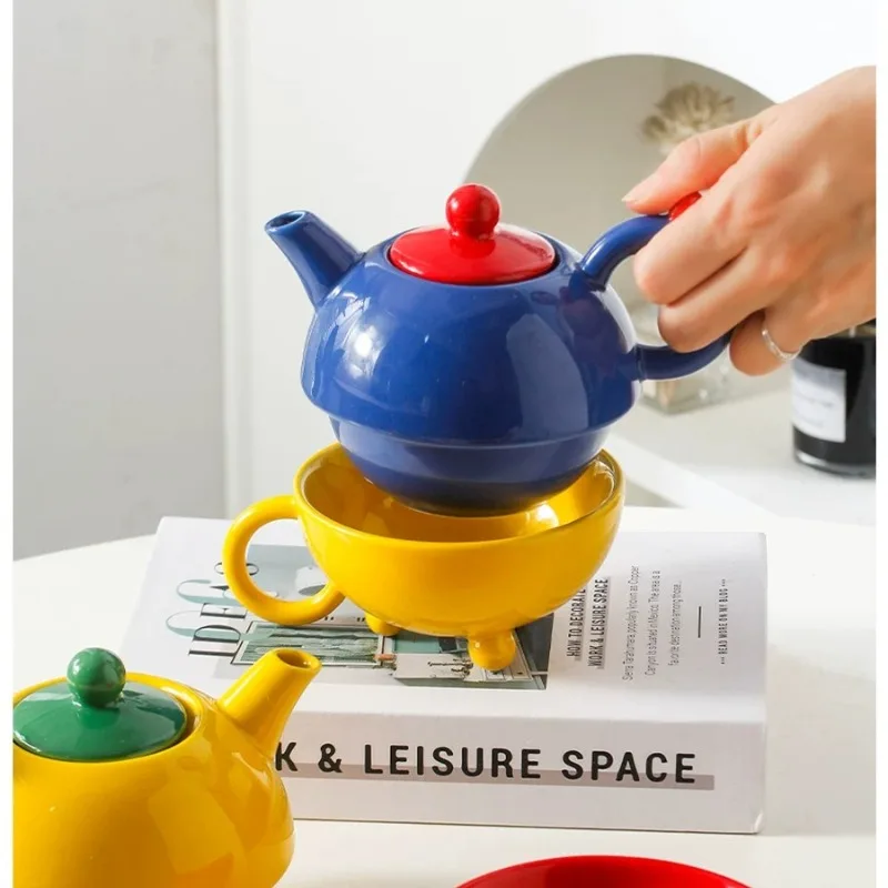 Tea set ceramic, cute cartoon child and mother pot