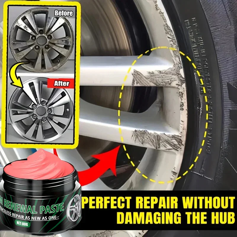 NUOVA pasta per la ristrutturazione dei graffi dei cerchioni dell'auto, pasta per la riparazione della vernice antigraffio dei cerchioni dei pneumatici - Rimv in lega di alluminio argento bianco e nero