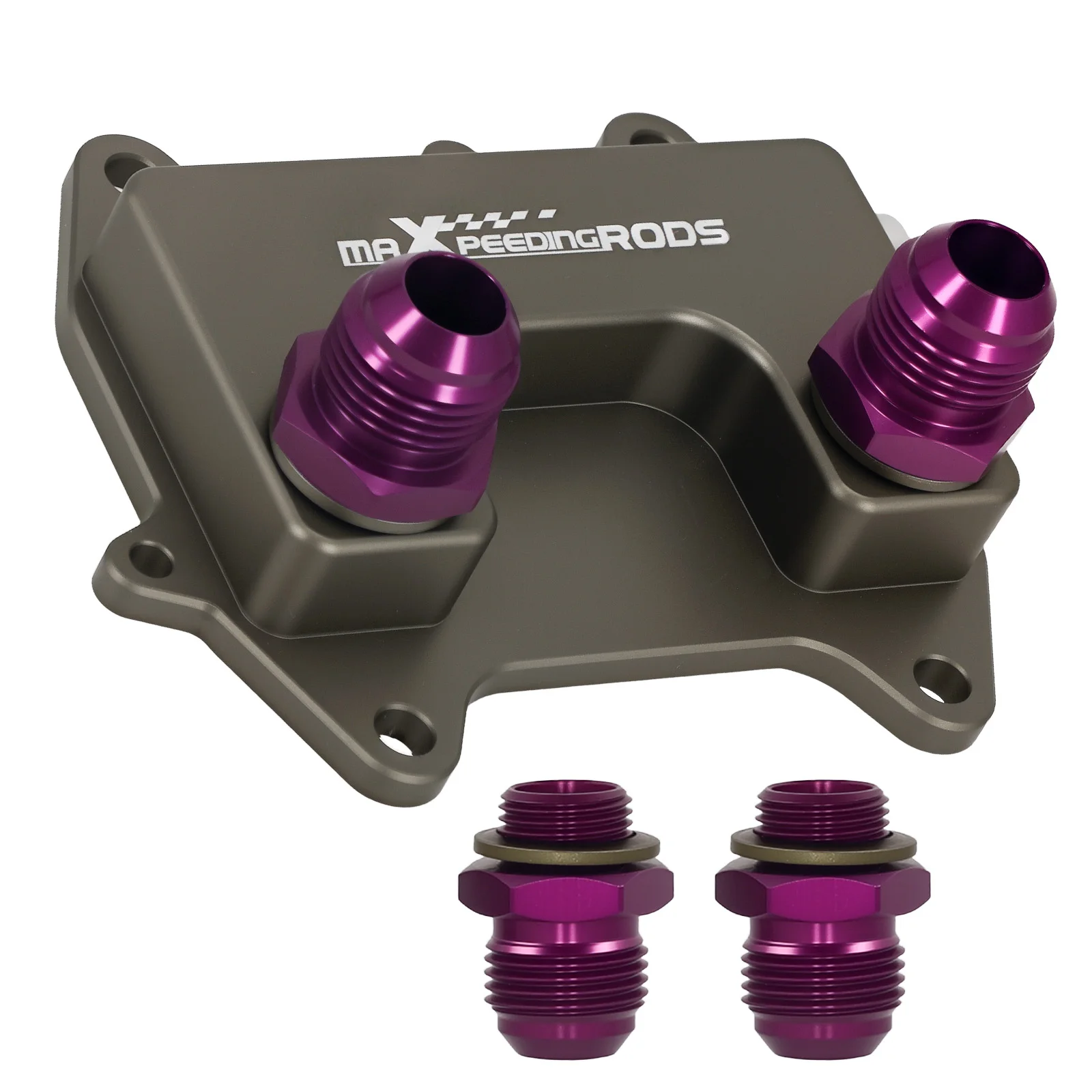 

Oil Cooler Sandwich Adapter for VW Audi TDI AN10 CNC Machined Aluminum Purple