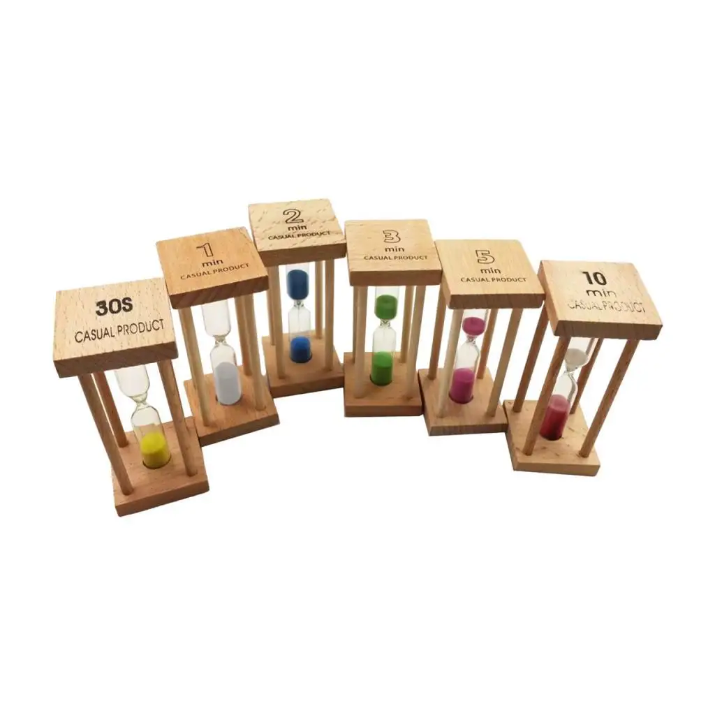 6Pcs Sand Timer Watch Wood Toothbrush Timer Hourglass Timer for Serve Catering Yoga Early Education Center Reminding Toy Gift