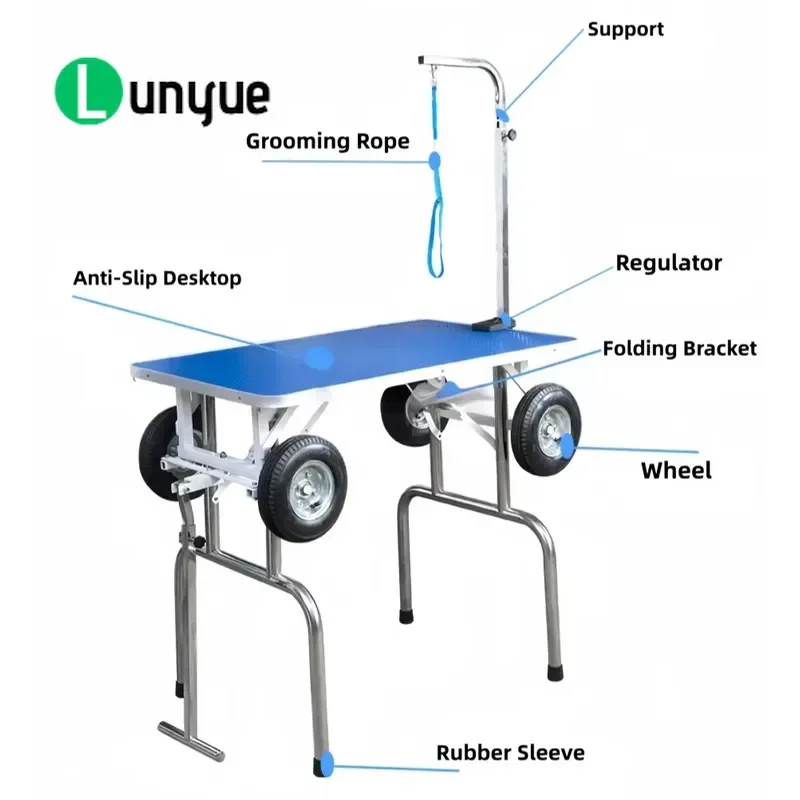 Eco Friendly Rechargeable Foldable Self Cleaning Pet Grooming Table with Pulley for Dog Hair Drying Trimming Portable