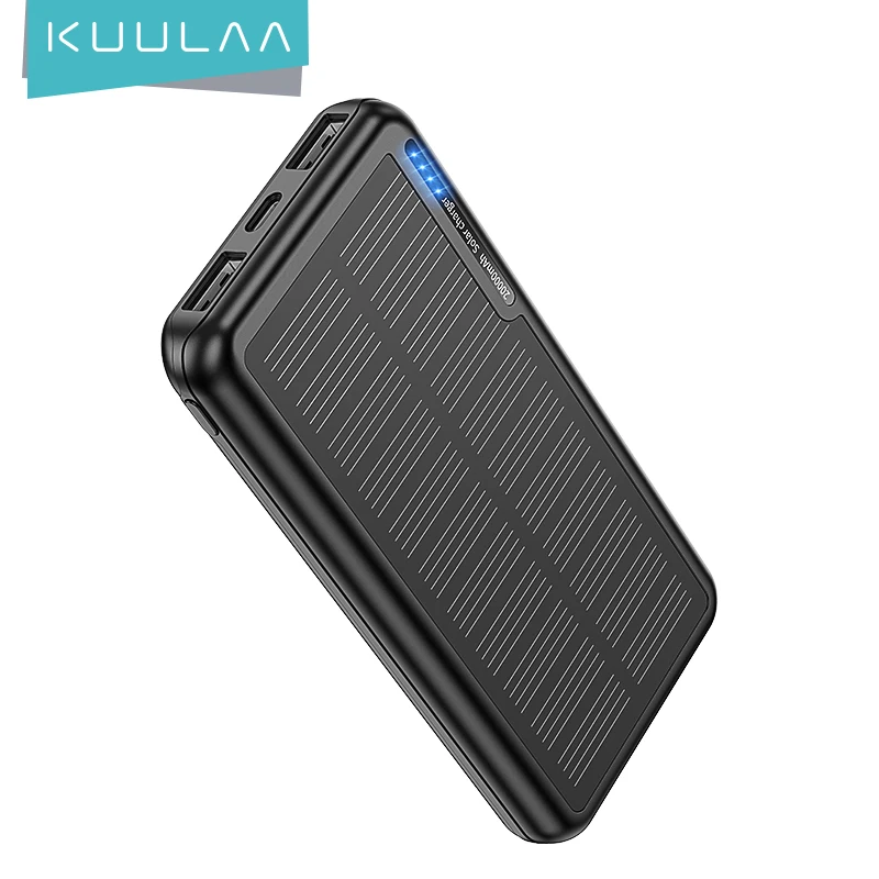 KUULAA Solar Power Bank 20000mAh Fast Charging External Battery Outdoor Portable Phone Charger For Xiaomi iPhone 15 14 13 12 Pro