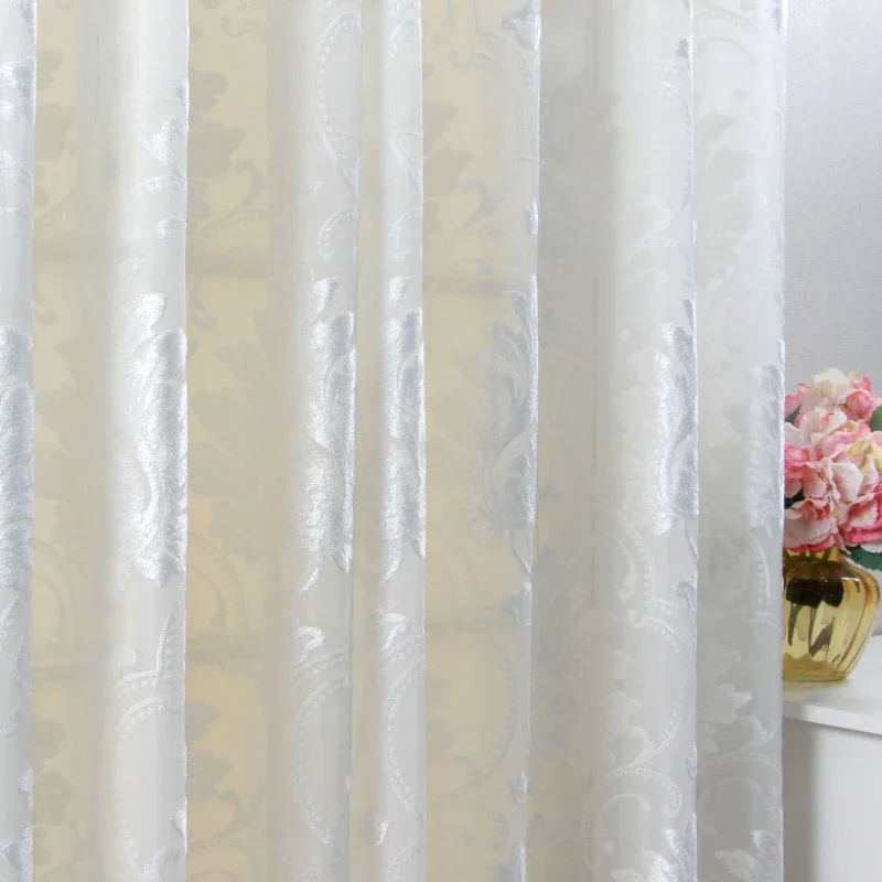 American Style Light Luxury Simplicity Curtains for Living Room Bedroom Dining Room Embroidered Translucent Window Screen Window